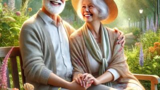 長生きして楽しそうな男女の老人
